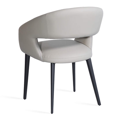 Cobberas | Modern Metal Charcoal Beige PU Leather Dining Chairs with Arms | Beige