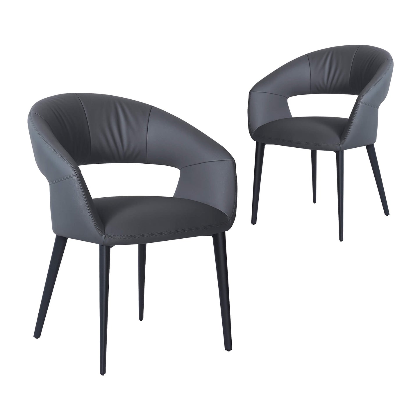 Cobberas | Modern Metal Charcoal Beige PU Leather Dining Chairs with Arms | Charcoal