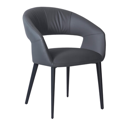 Cobberas | Modern Metal Charcoal Beige PU Leather Dining Chairs with Arms | Charcoal