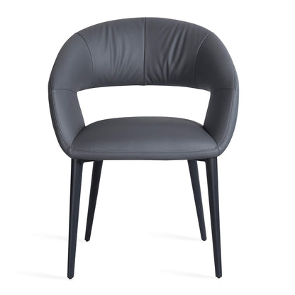 Cobberas | Modern Metal Charcoal Beige PU Leather Dining Chairs with Arms | Charcoal