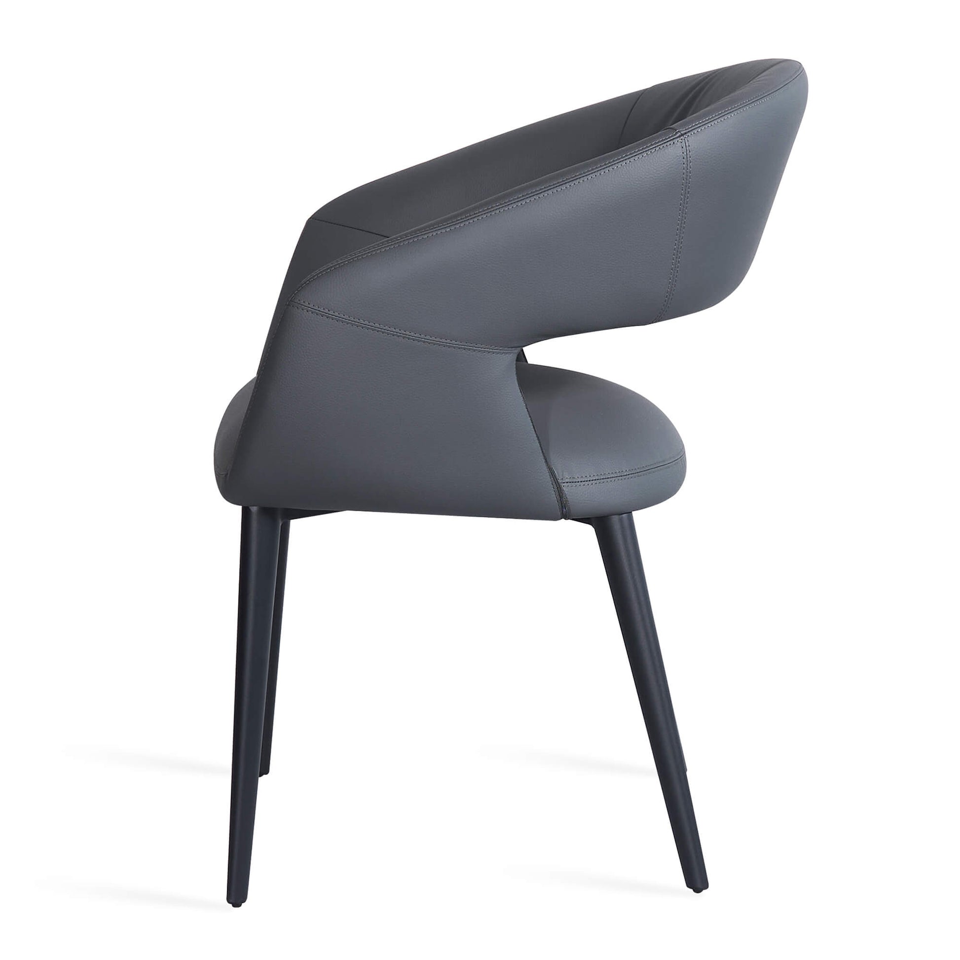 Cobberas | Modern Metal Charcoal Beige PU Leather Dining Chairs with Arms | Charcoal