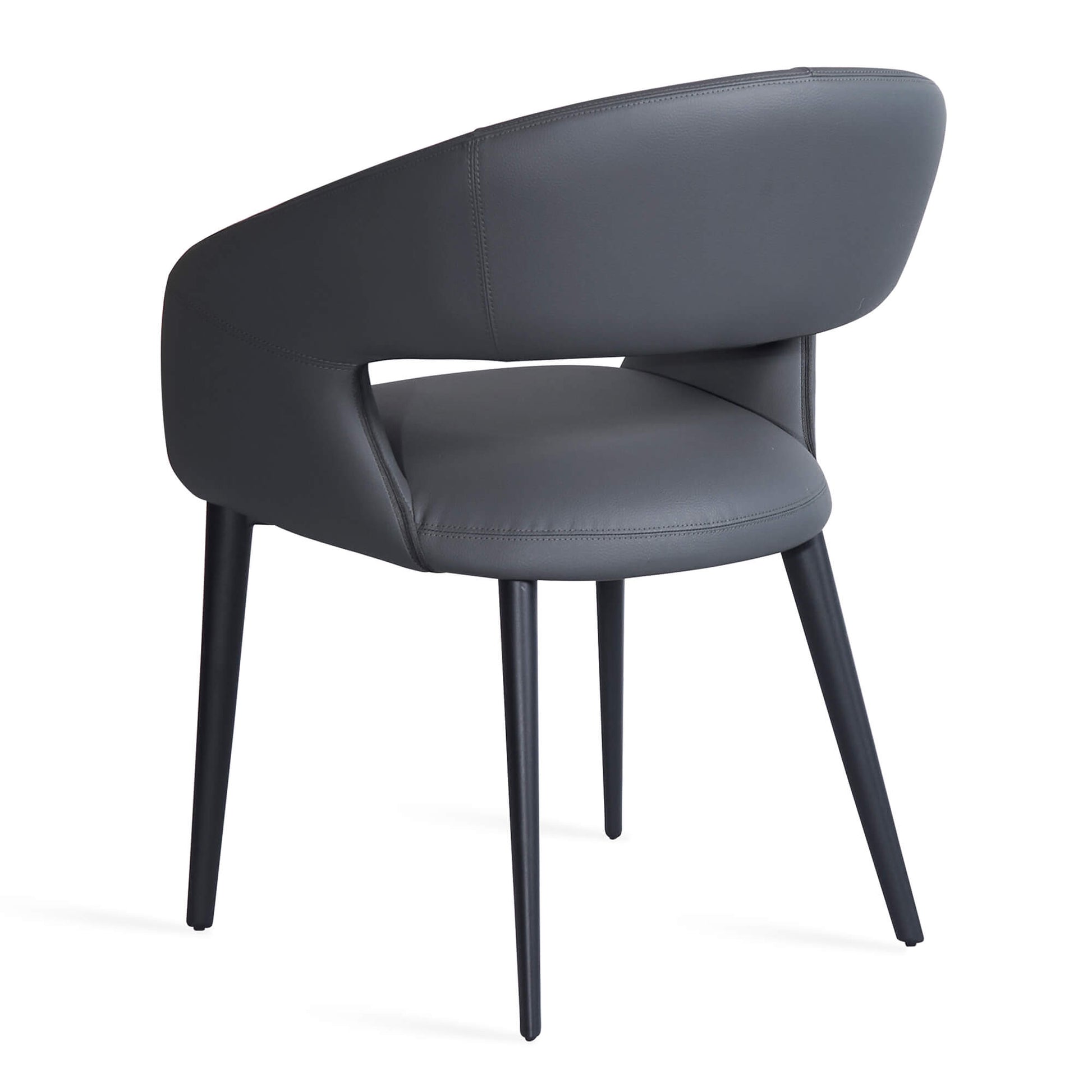 Cobberas | Modern Metal Charcoal Beige PU Leather Dining Chairs with Arms | Charcoal