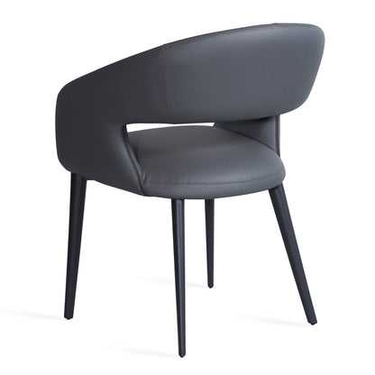 Cobberas | Modern Metal Charcoal Beige PU Leather Dining Chairs with Arms | Charcoal