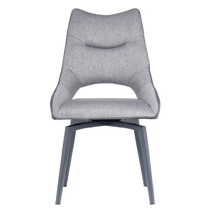 Cole | Grey Fabric, Modern PU Leather Swivel Dining Chairs | Set Of 2 | Light Grey
