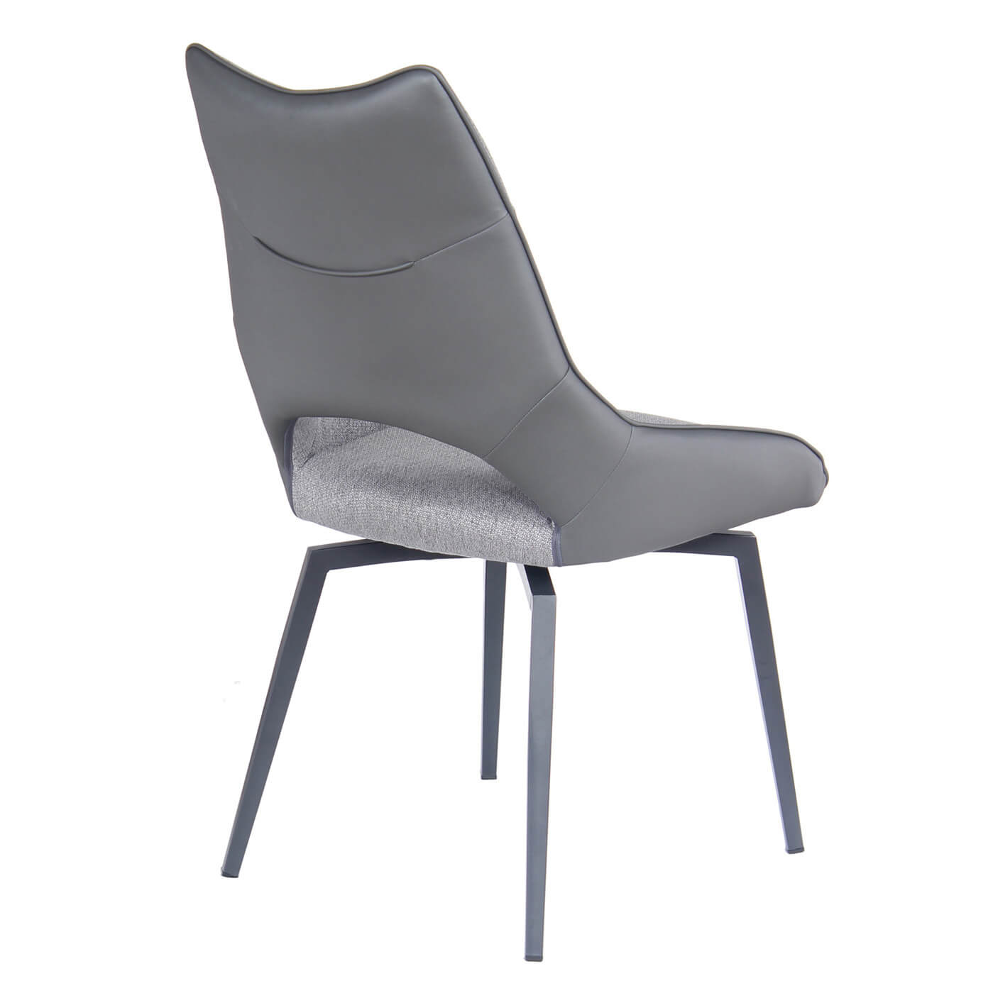Cole | Grey Fabric, Modern PU Leather Swivel Dining Chairs | Set Of 2