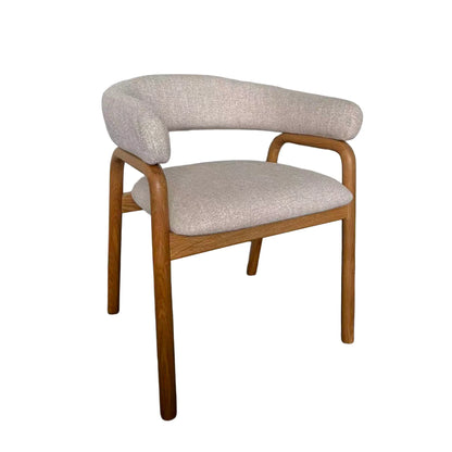 Cole | Modern Copper Beige Taupe Fabric Upholstered Wooden Dining Chairs With Arms | Set Of 2 | Beige