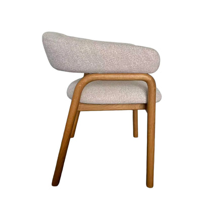 Cole | Modern Copper Beige Taupe Fabric Upholstered Wooden Dining Chairs With Arms | Set Of 2 | Beige