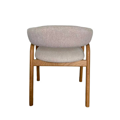 Cole | Modern Copper Beige Taupe Fabric Upholstered Wooden Dining Chairs With Arms | Set Of 2 | Beige
