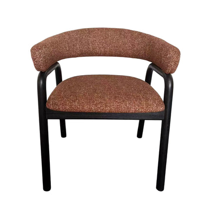 Cole | Modern Copper Beige Taupe Fabric Upholstered Wooden Dining Chairs With Arms | Set Of 2 | Copper