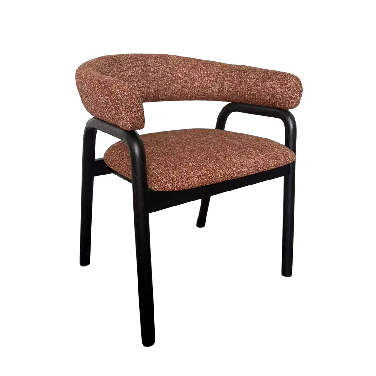 Cole | Modern Copper Beige Taupe Fabric Upholstered Wooden Dining Chairs With Arms | Set Of 2 | Copper