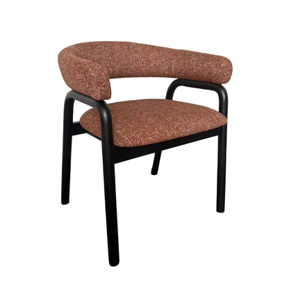 Cole | Modern Copper Beige Taupe Fabric Upholstered Wooden Dining Chairs With Arms | Set Of 2 | Copper
