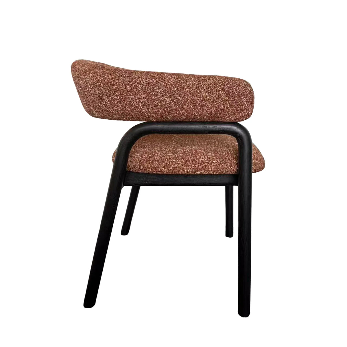Cole | Modern Copper Beige Taupe Fabric Upholstered Wooden Dining Chairs With Arms | Set Of 2 | Copper