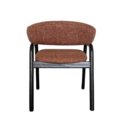 Cole | Modern Copper Beige Taupe Fabric Upholstered Wooden Dining Chairs With Arms | Set Of 2 | Copper