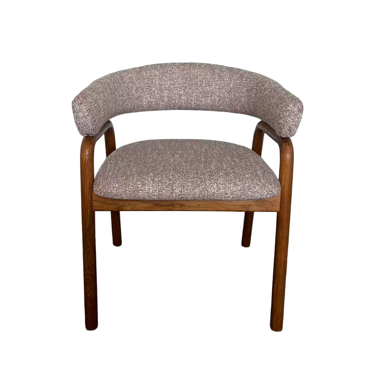 Cole | Modern Copper Beige Taupe Fabric Upholstered Wooden Dining Chairs With Arms | Set Of 2 | Taupe