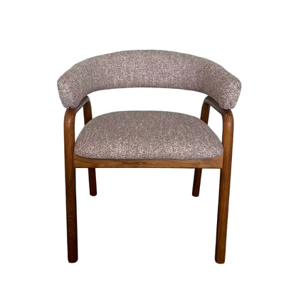 Cole | Modern Copper Beige Taupe Fabric Upholstered Wooden Dining Chairs With Arms | Set Of 2 | Taupe