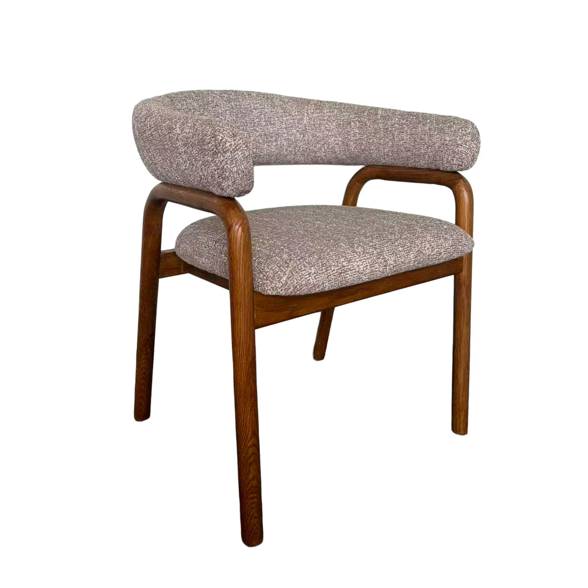 Cole | Modern Copper Beige Taupe Fabric Upholstered Wooden Dining Chairs With Arms | Set Of 2