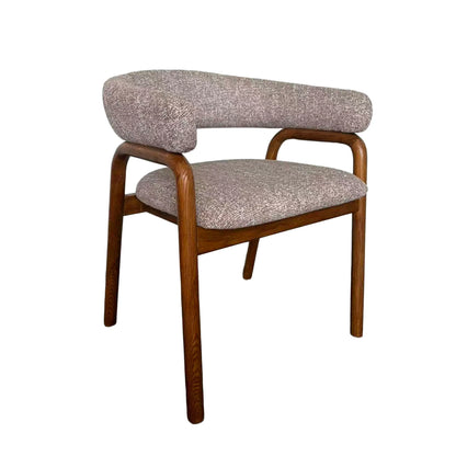 Cole | Modern Copper Beige Taupe Fabric Upholstered Wooden Dining Chairs With Arms | Set Of 2 | Taupe