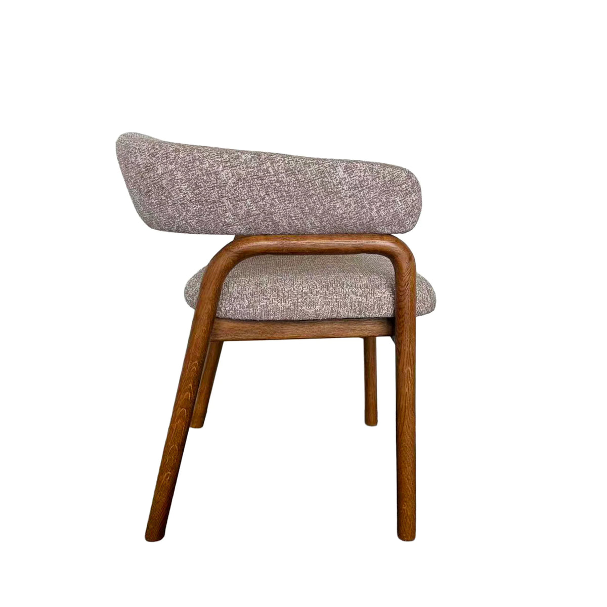 Cole | Modern Copper Beige Taupe Fabric Upholstered Wooden Dining Chairs With Arms | Set Of 2 | Taupe