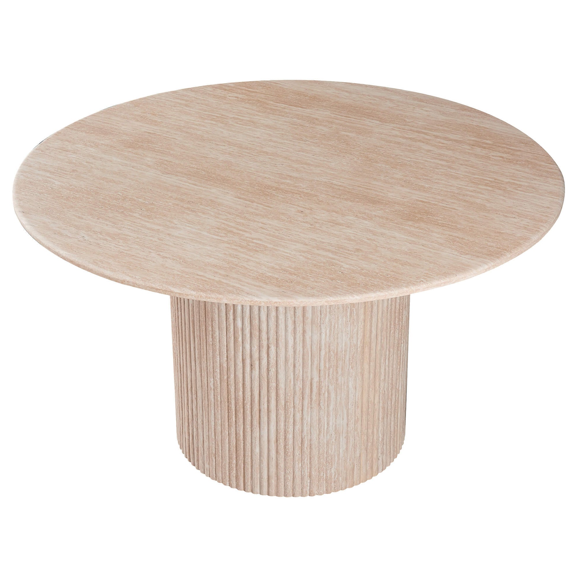 Colorado | Stone Faux Marble Beige 1.3m Round Wooden Dining Table | Beige