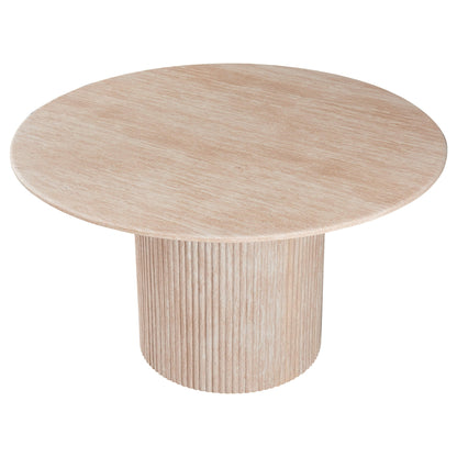 Colorado | Stone Faux Marble Beige 1.3m Round Wooden Dining Table | Beige