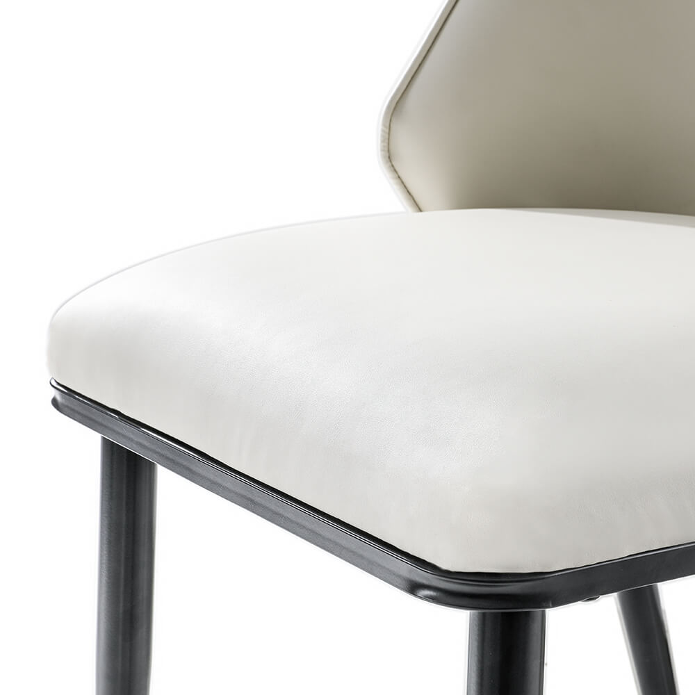 Cooper | Modern Beige and Black PU Leather Dining Chairs | Set of 2 | White