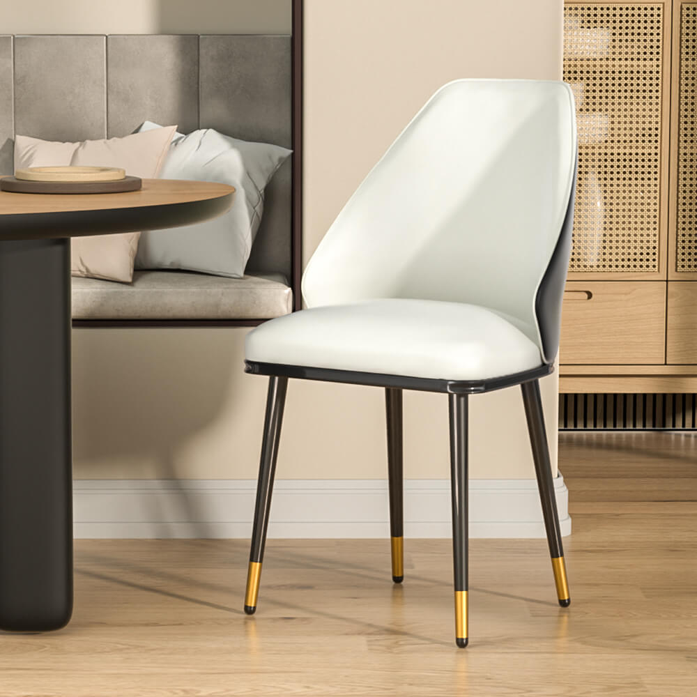 Cooper | Modern Beige and Black PU Leather Dining Chairs | Set of 2 | White