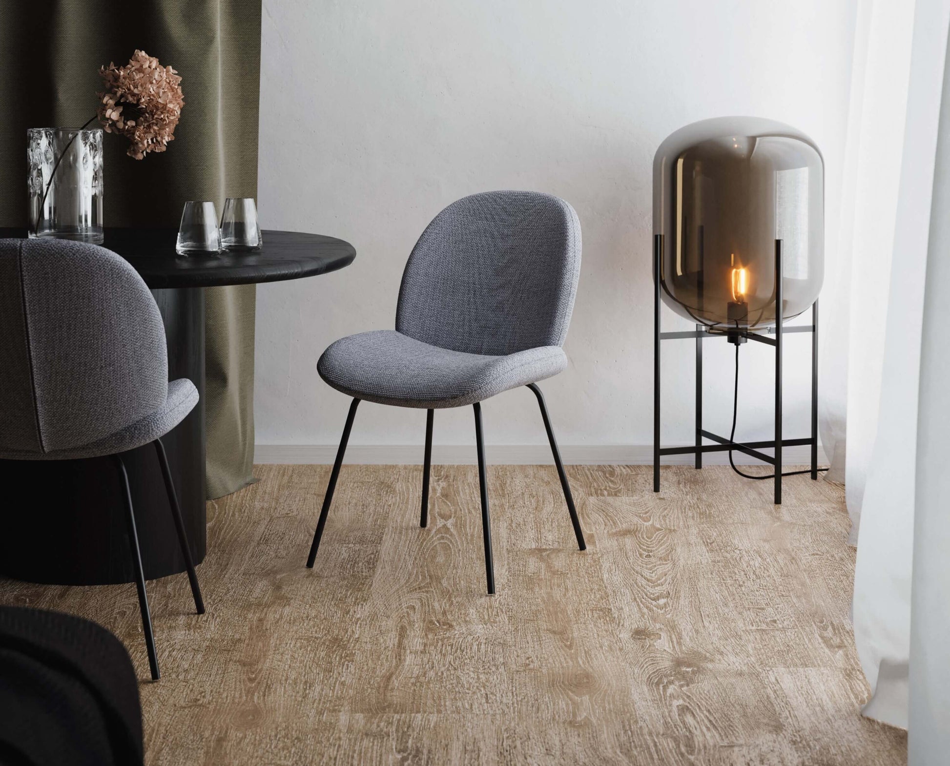 Copenhagen | Scandinavian Fabric Dark Grey Dining Chairs | Set Of 2 | Dark Grey
