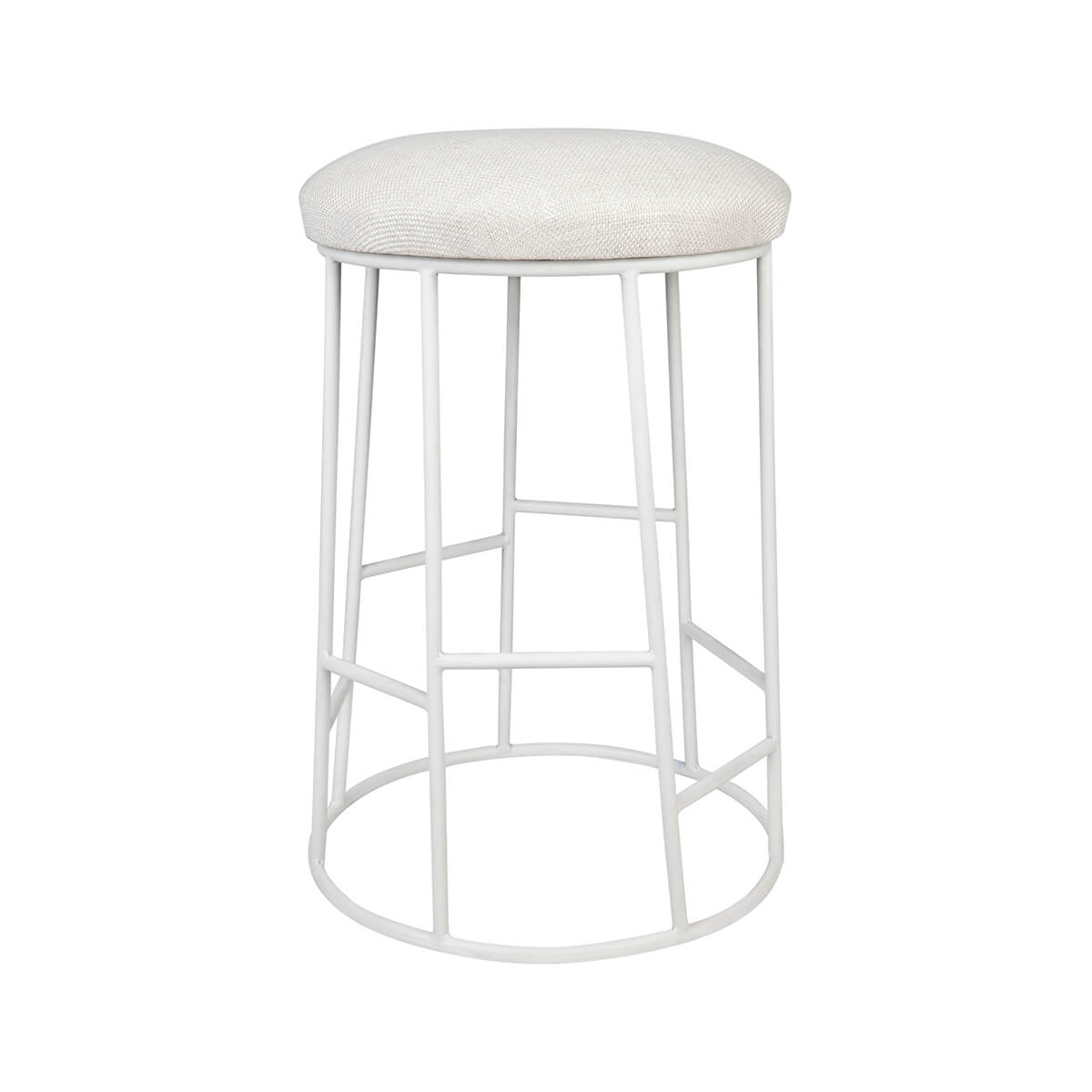 Corindi | Metal Modern Fabric Bar Stools | Natural White