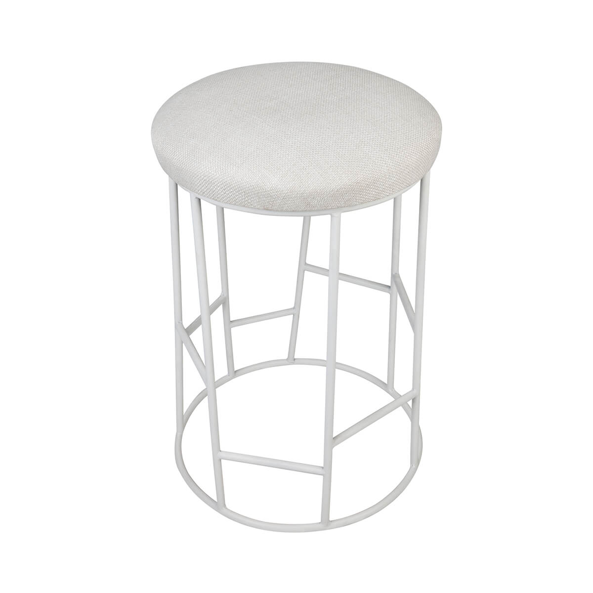 Corindi | Metal Modern Fabric Bar Stools | Natural White