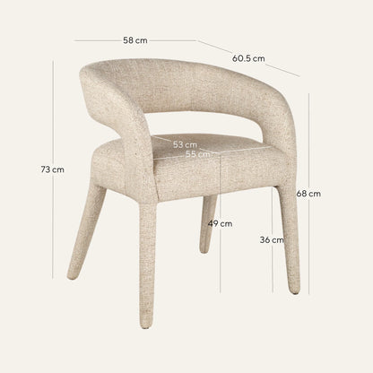 Cottesloe | Modern Coastal Beige Grey Dining Chairs With Arms | Beige