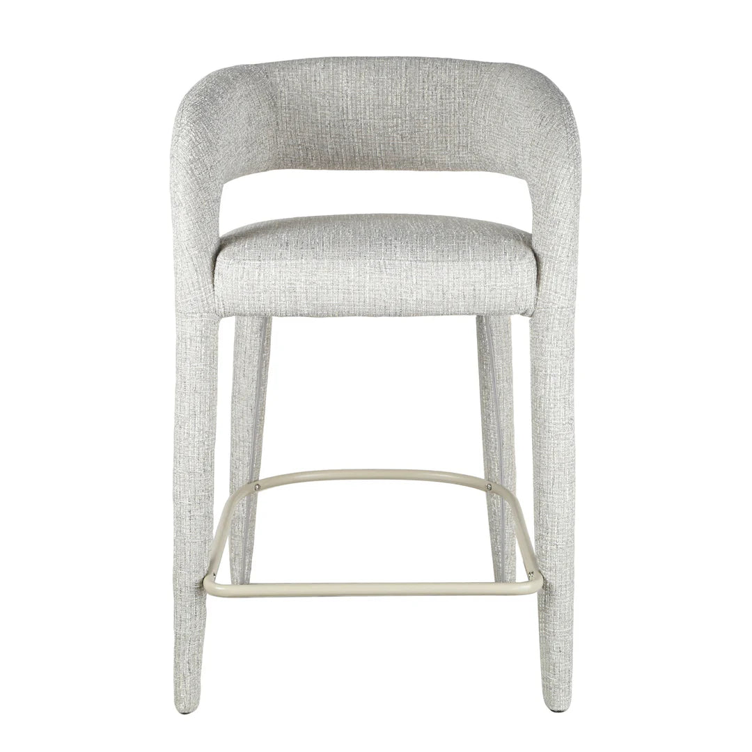 Cottesloe | Modern Coastal Beige Grey Bar Stools With Arms | Chrome Grey