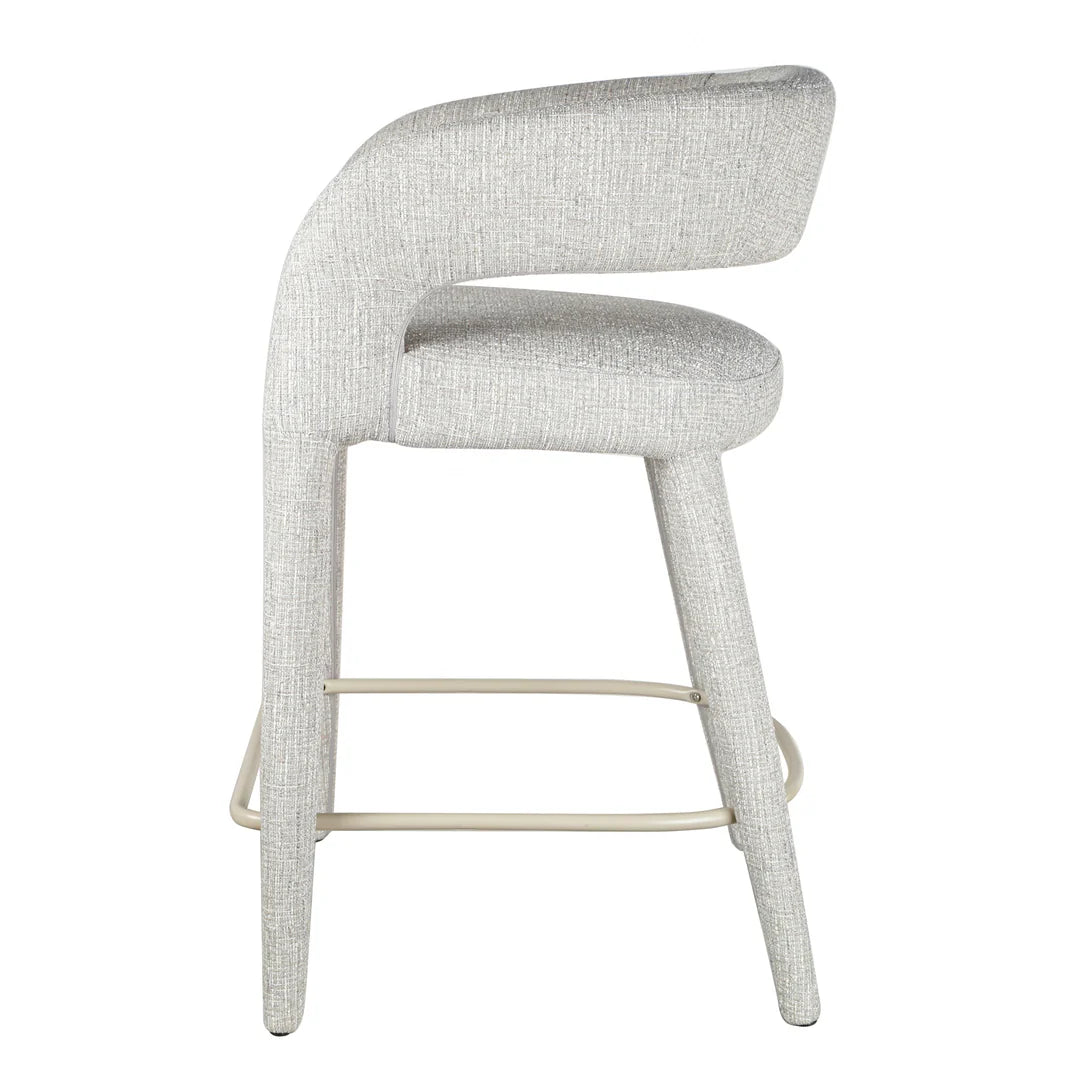 Cottesloe | Modern Coastal Beige Grey Bar Stools With Arms | Chrome Grey
