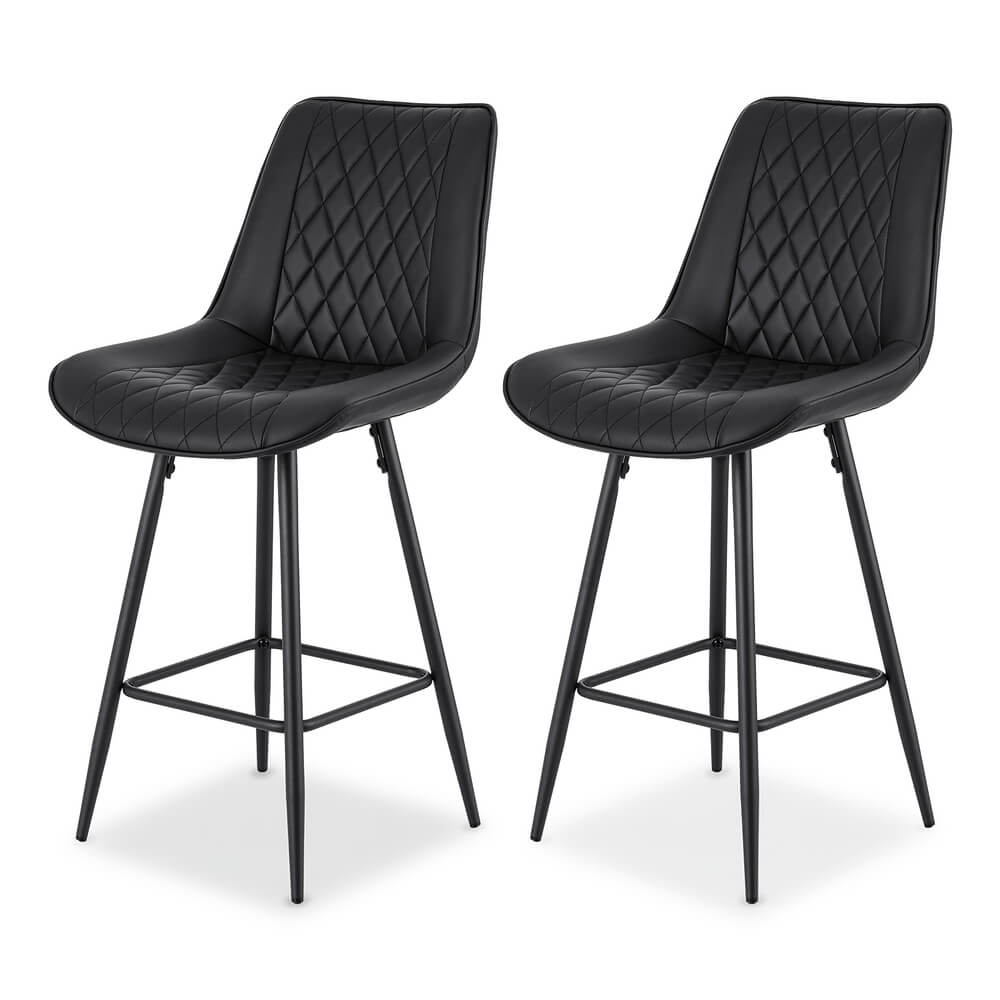 Croft | Black PU Leather 67cm Counter Bar Stools | Set Of 2 | Black