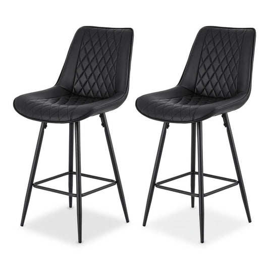 Croft | Black PU Leather 67cm Counter Bar Stools | Set Of 2 | Black
