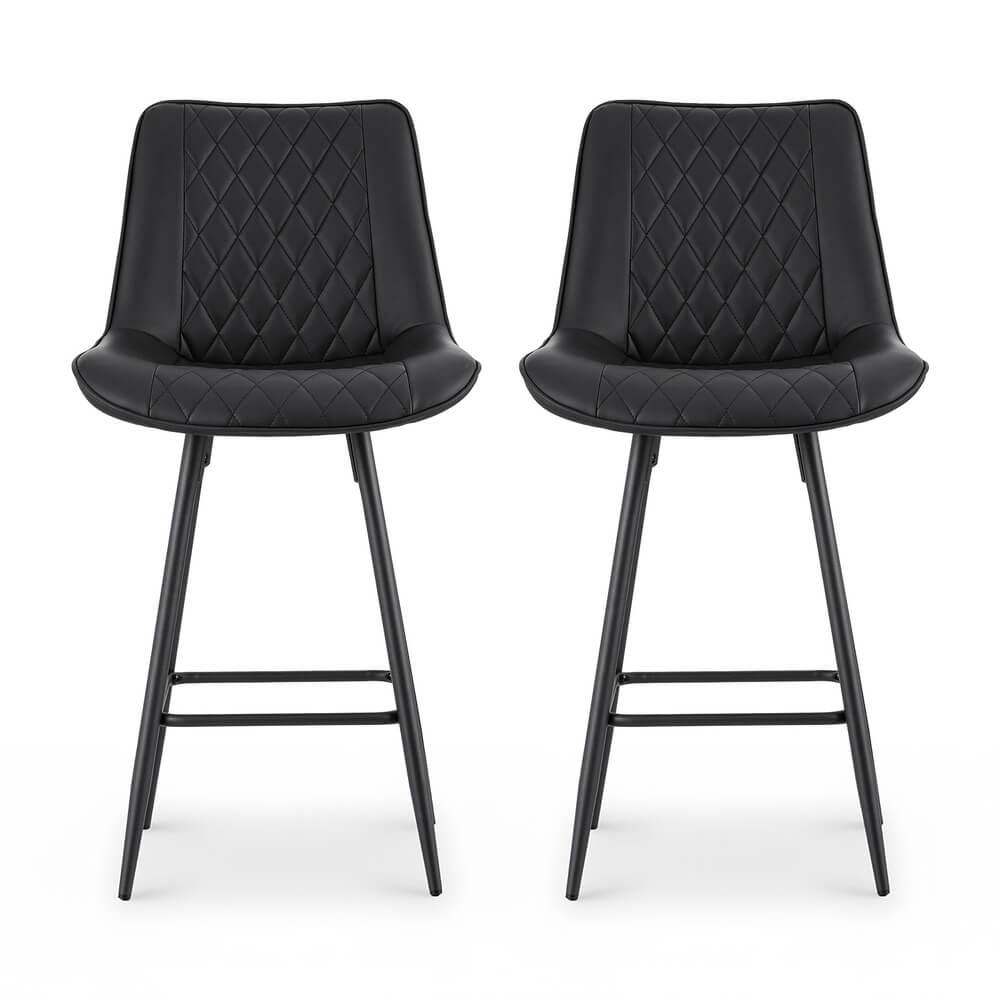 Croft | Black PU Leather 67cm Counter Bar Stools | Set Of 2 | Black