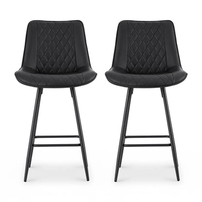 Croft | Black PU Leather 67cm Counter Bar Stools | Set Of 2 | Black