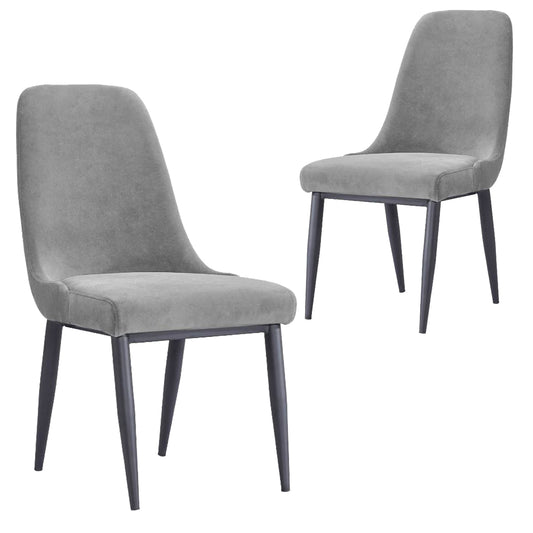 Croft | Charcoal Grey Fabric Mid Century Dining Chairs | Set Of 2 | Grey