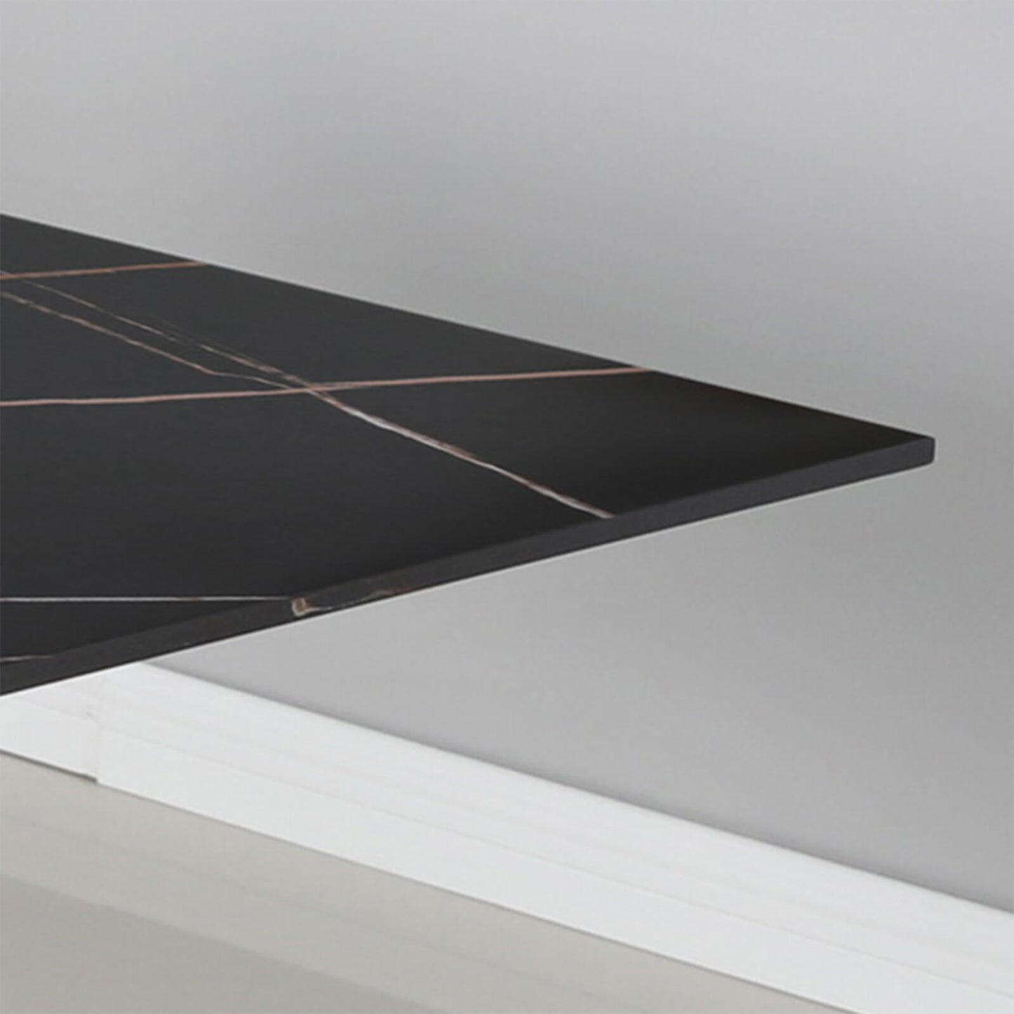 Crompton | Metal Black Sintered Stone 1.8m Rectangular Dining Table | Black