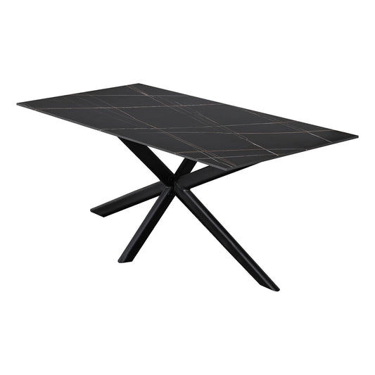 Crompton | Metal Black Sintered Stone 1.8m Rectangular Dining Table | Black