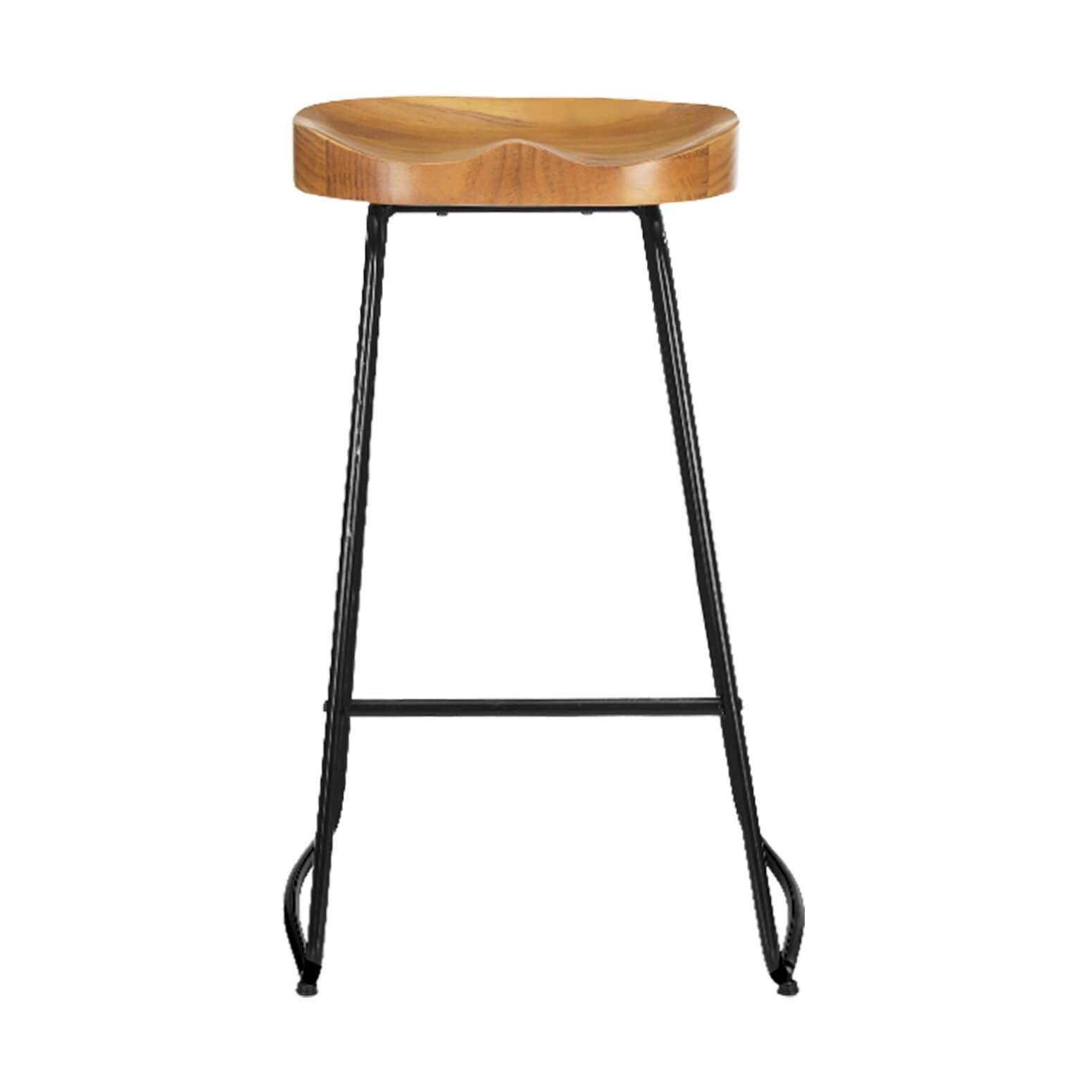 Curtin | Industrial Country Wooden Metal Bar Stools | Set Of 2 | Natural