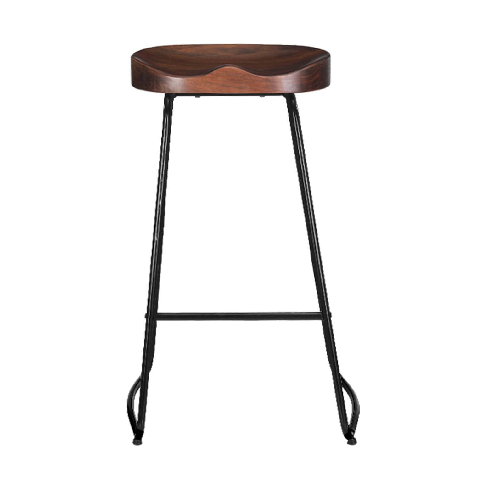 Curtin | Industrial Country Wooden Metal Bar Stools | Set Of 2 | Brown
