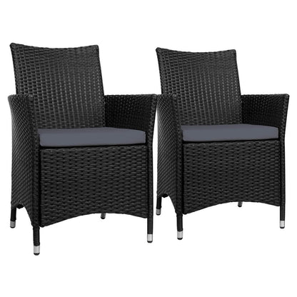 Daintree | Black Outdoor Rattan Dining Chair With Arms | Set Of 2 | Black