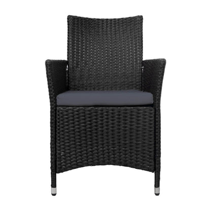 Daintree | Black Outdoor Rattan Dining Chair With Arms | Set Of 2 | Black