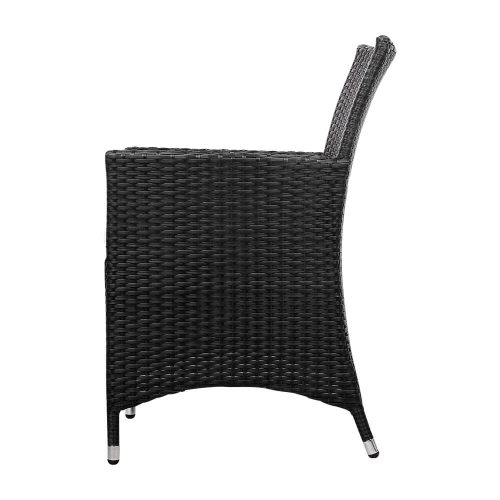 Daintree | Black Outdoor Rattan Dining Chair With Arms | Set Of 2 | Black