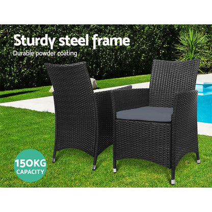 Daintree | Black Outdoor Rattan Dining Chair With Arms | Set Of 2 | Black