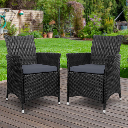 Daintree | Black Outdoor Rattan Dining Chair With Arms | Set Of 2 | Black