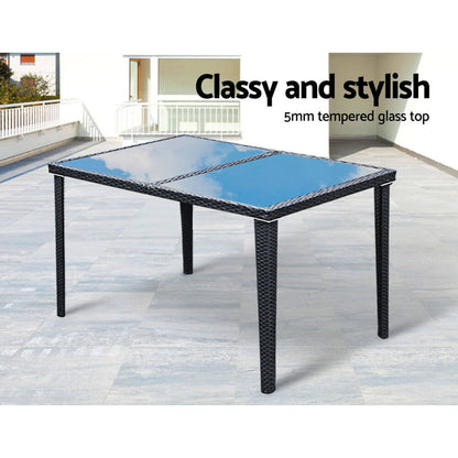 Daintree | Black Outdoor Rattan Wicker 6 Seater Dining Set | Black