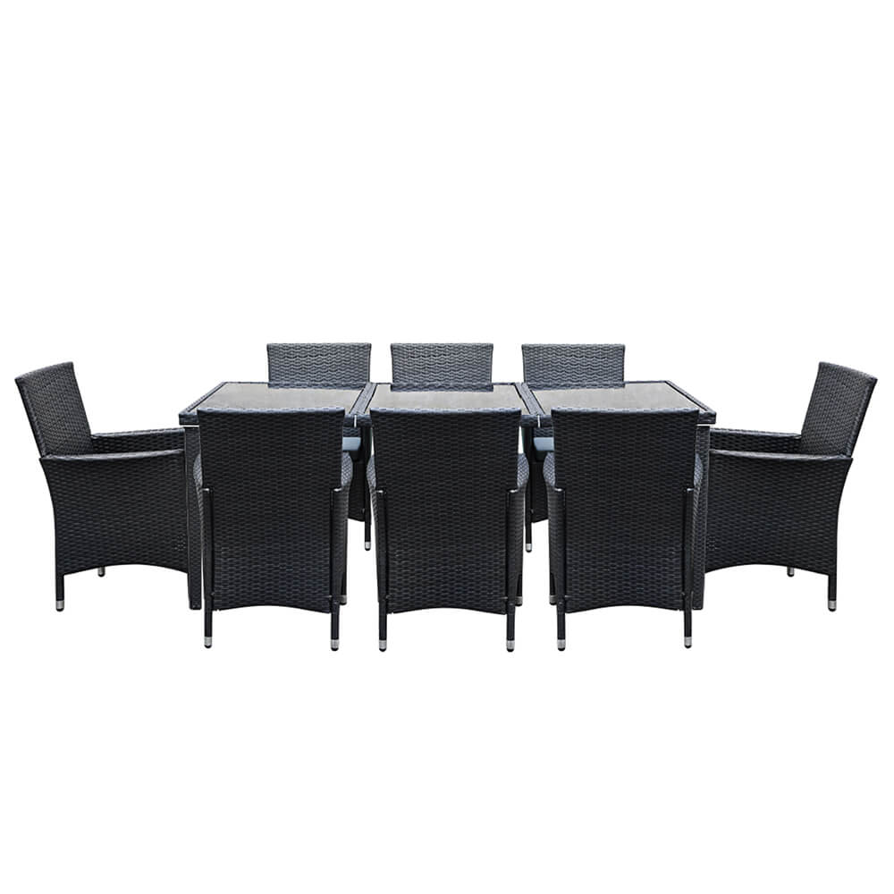 Daintree | Black Outdoor Rattan Wicker 8 Seater Dining Set | Black