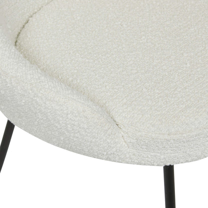 Dane | Modern Boucle Fabric Velvet Dining Chair | Snow
