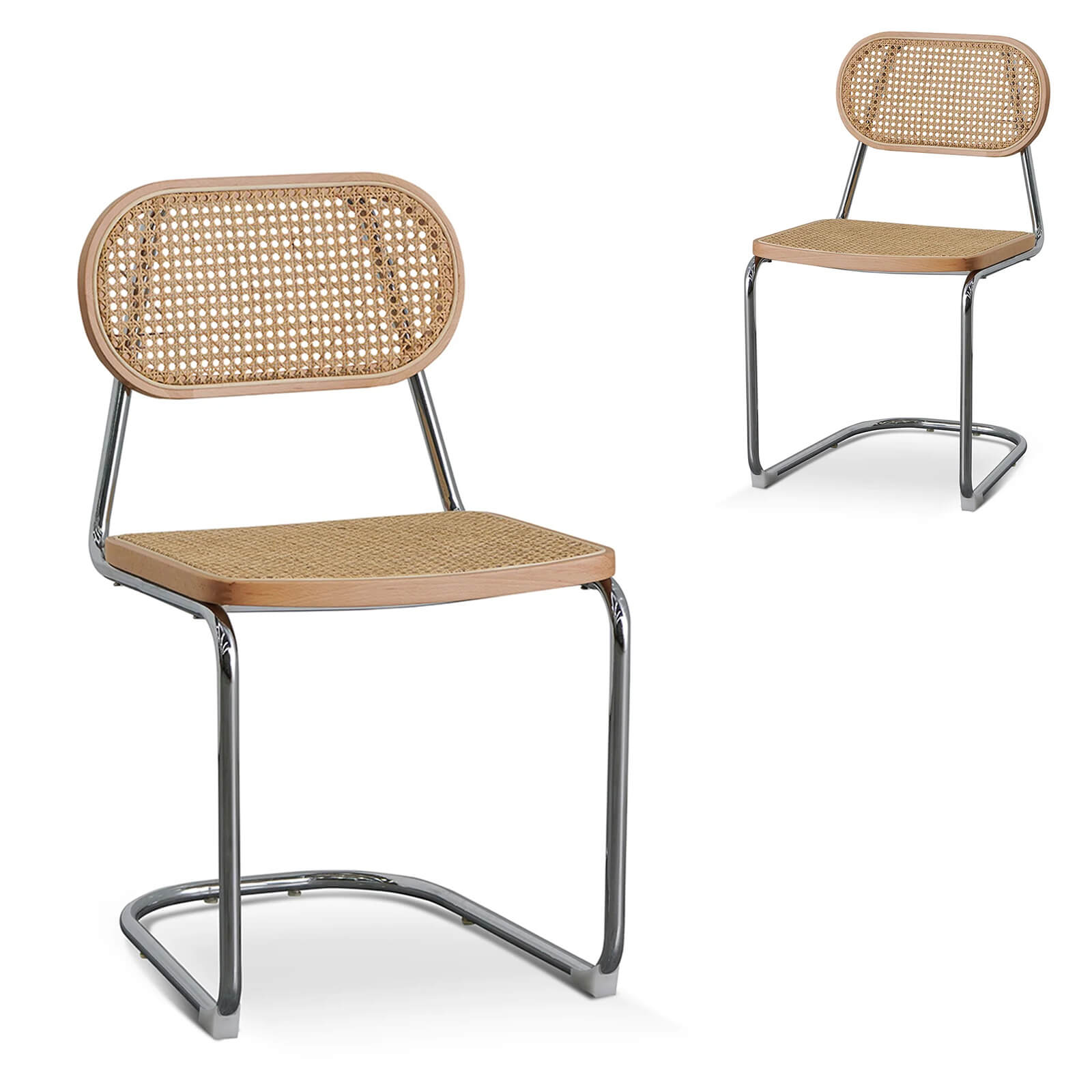 Darwin | Coastal Metal Rattan Dining Chairs | Set Of 2